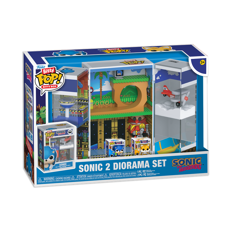 Sonic the Hedgehog 2 Diorama Set packaging with toy figures and accessories.