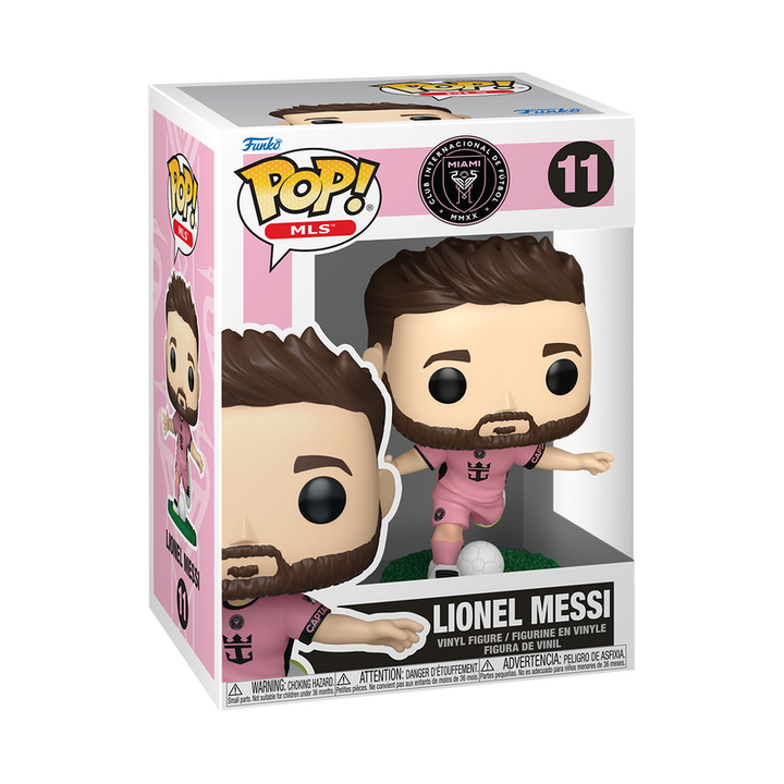 Funko Pop! Lionel Messi vinyl figure packaging on a white background