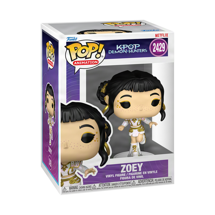 Funko Pop! vinyl figure of Zoey from K/POP Demon Hunters with packaging on a white background