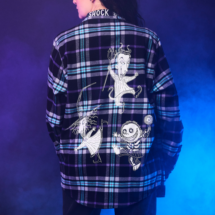 Cakeworthy Disney The Nightmare Before Christmas Lock Shock And Barrel Flannel Shirt