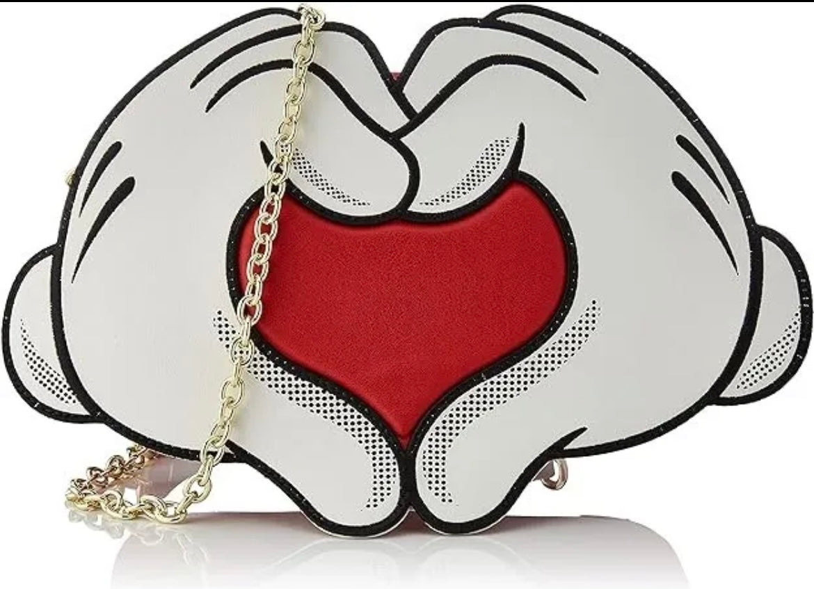 Loungefly Disney Mickey and Minnie Mouse Love Heart Hands Crossbody Bag