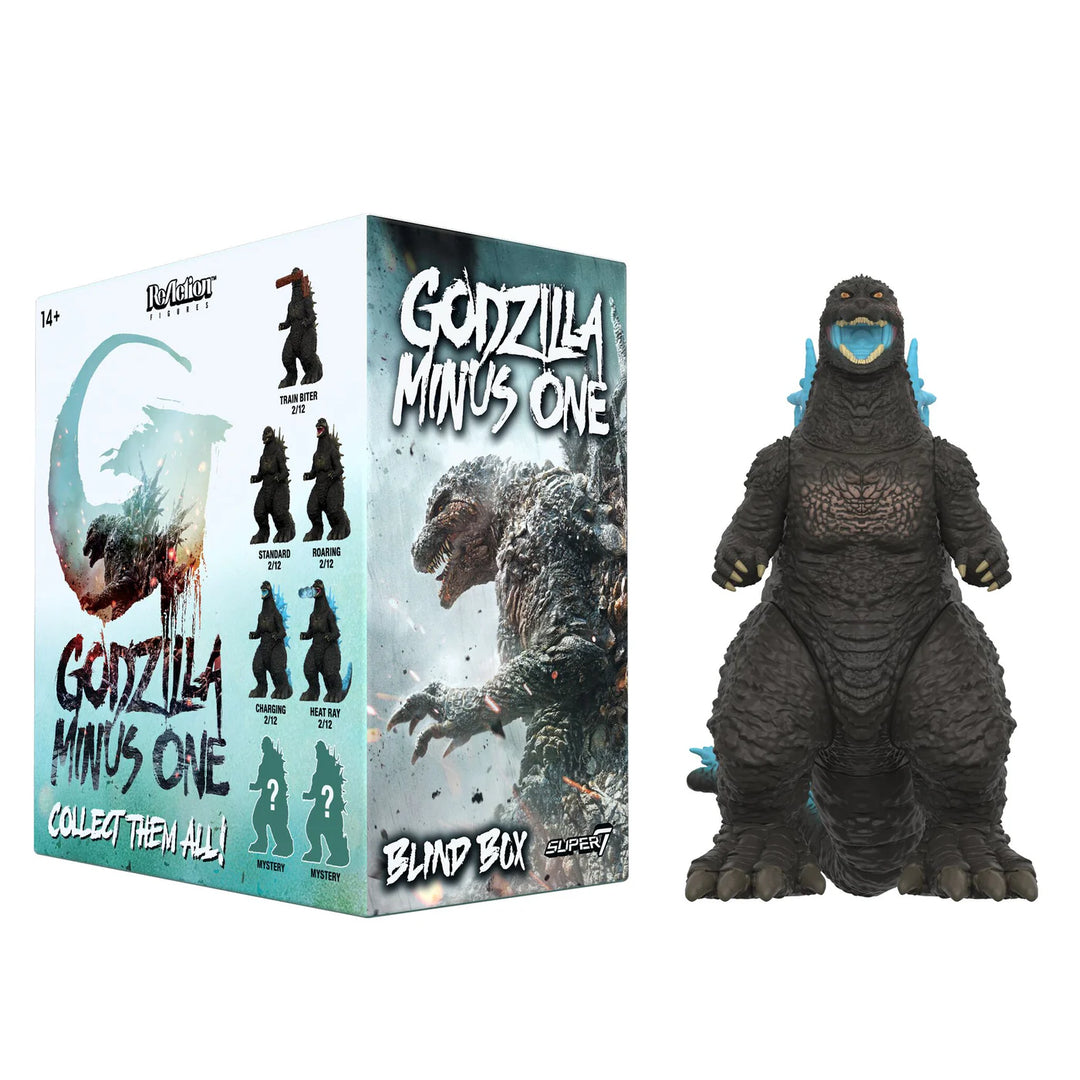 Godzilla figure with packaging on a white background