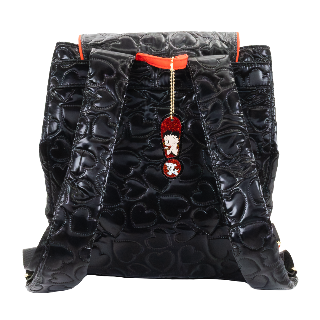 Whatever! Makes You Happy Betty Boop Quilted Heart Trinket Backpack w/ Acrylic Charms