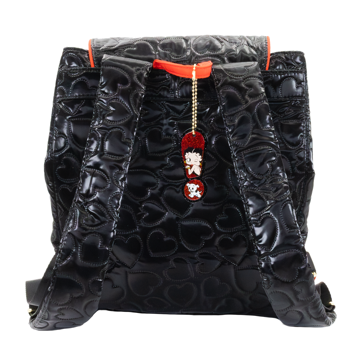 Whatever! Makes You Happy Betty Boop Quilted Heart Trinket Backpack w/ Acrylic Charms