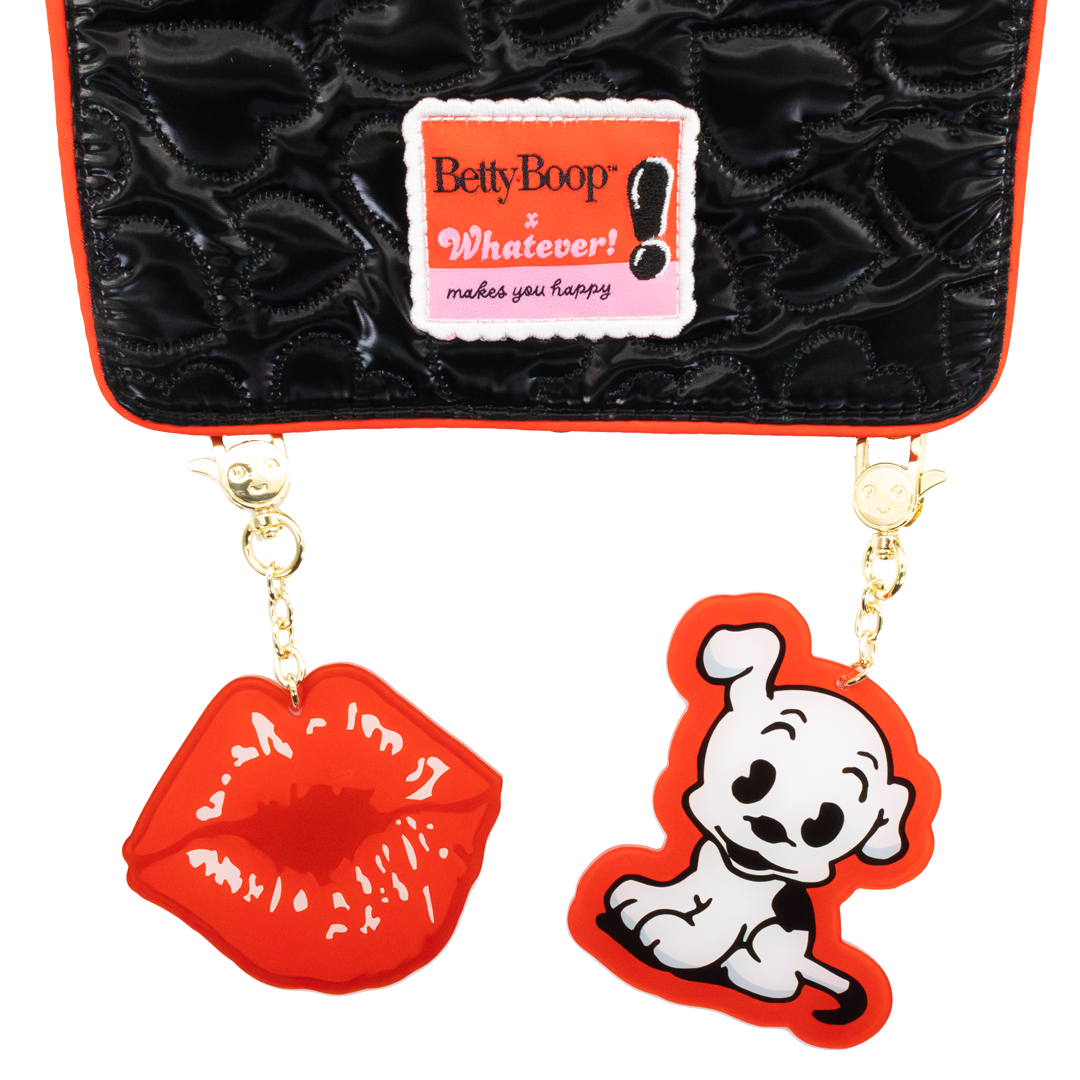 Whatever! Makes You Happy Betty Boop Quilted Heart Trinket Backpack w/ Acrylic Charms
