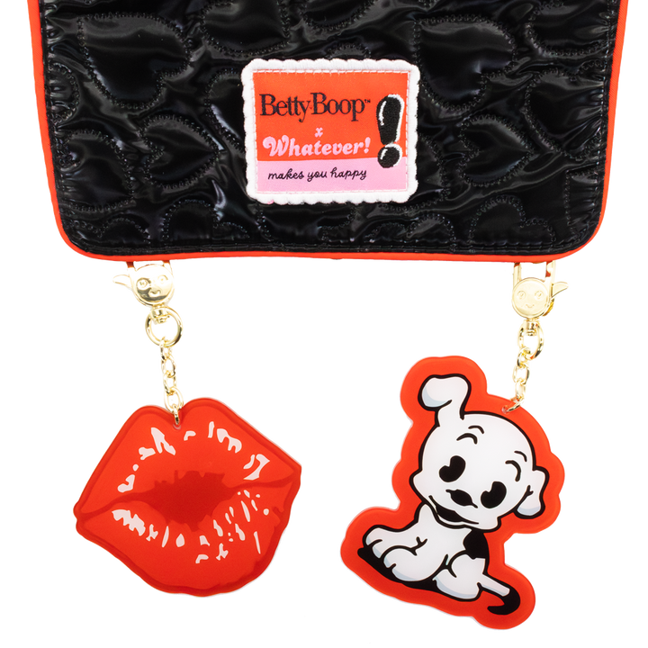 Whatever! Makes You Happy Betty Boop Quilted Heart Trinket Backpack w/ Acrylic Charms