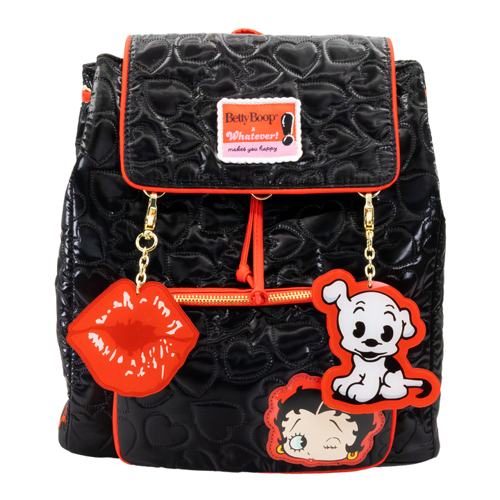 Whatever! Makes You Happy Betty Boop Quilted Heart Trinket Backpack w/ Acrylic Charms