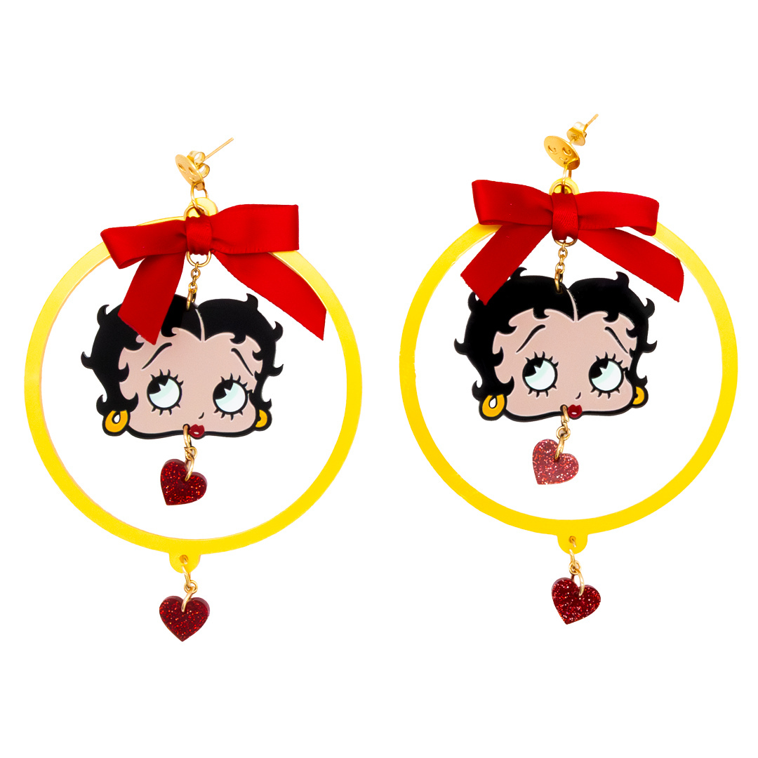 Whatever! Makes You Happy Betty Boop Hoops & Hearts Earrings