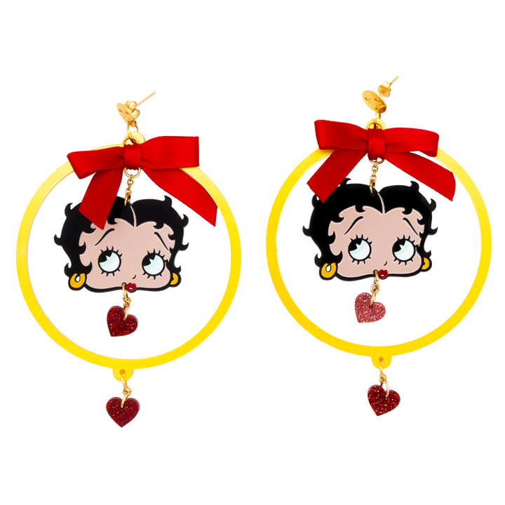 Whatever! Makes You Happy Betty Boop Hoops & Hearts Earrings