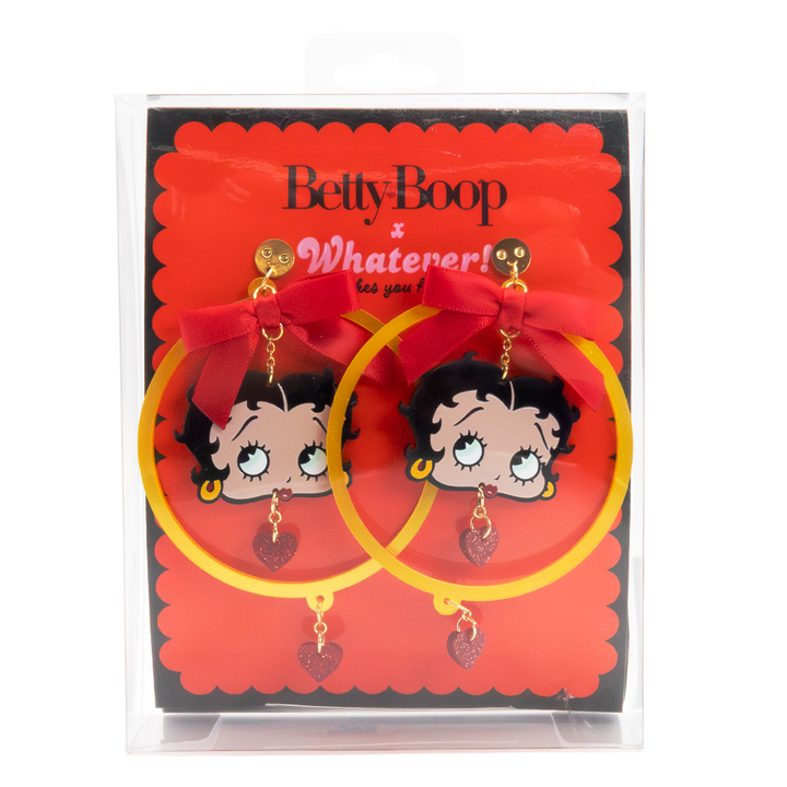 Whatever! Makes You Happy Betty Boop Hoops & Hearts Earrings
