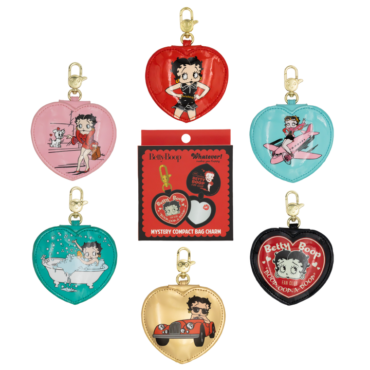 Whatever! Makes You Happy Betty Boop Mystery Box Heart Compact Mirror Bag Charm