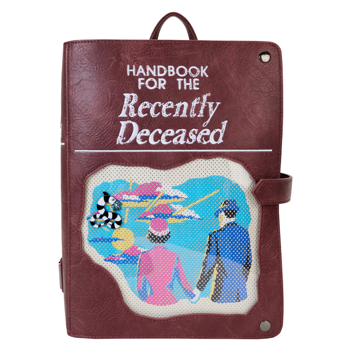 Loungefly Warner Brothers Beetlejuice Handbook For The Recently Deceased Pin Trader Mini Backpack