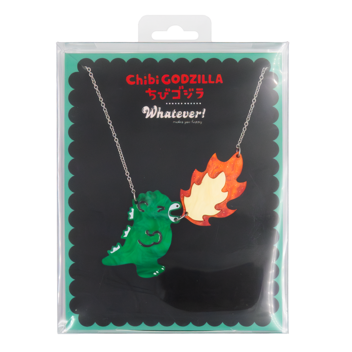 Whatever! Makes You Happy Chibi Godzilla Raids Again Breathing Fire Acrylic Necklace