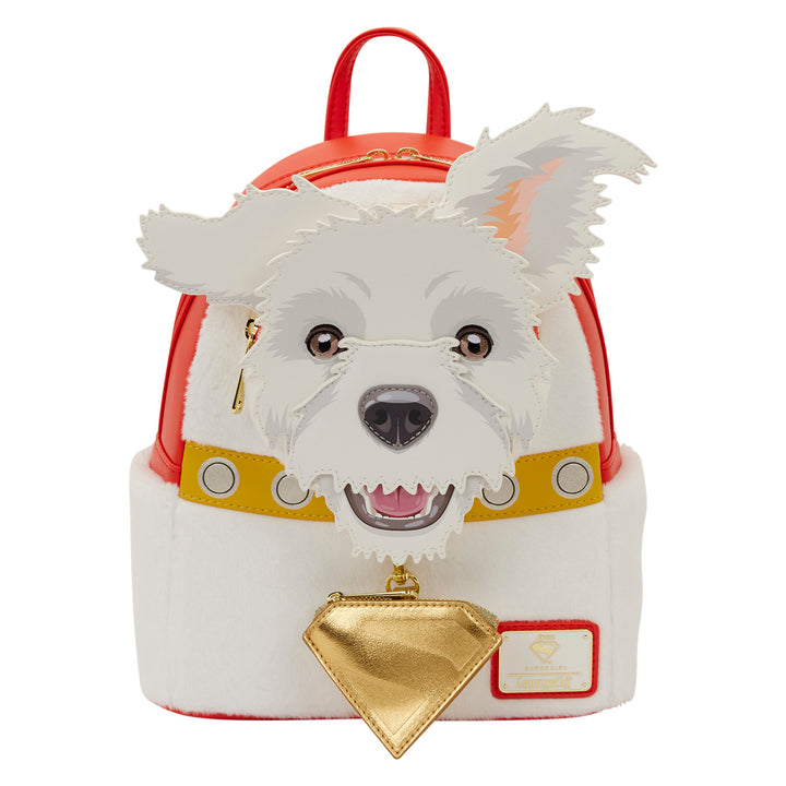 Backpack with a dog face design on a white background
