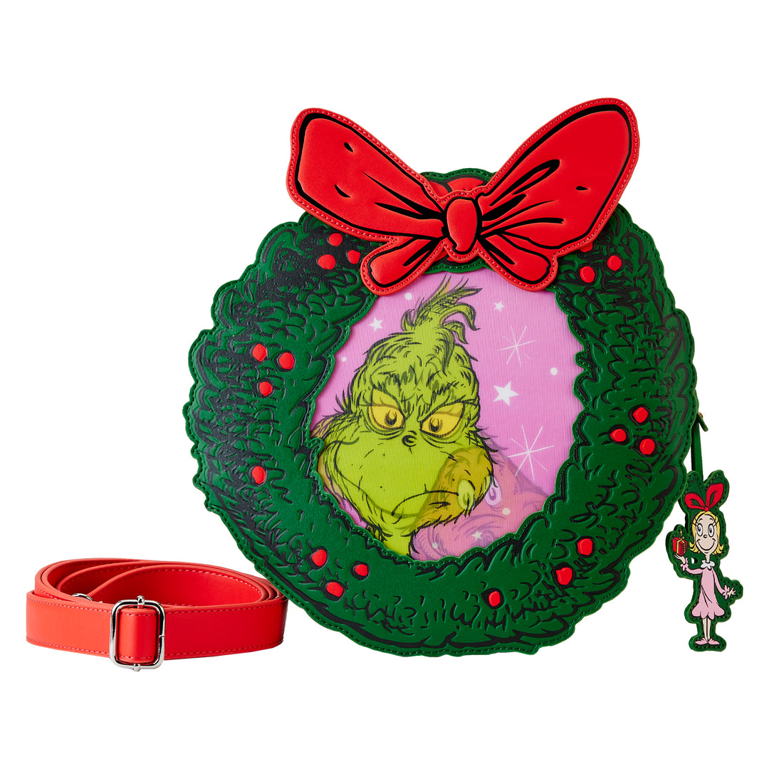 Dr Seuss Grinch Christmas Wreath Figural Crossbody