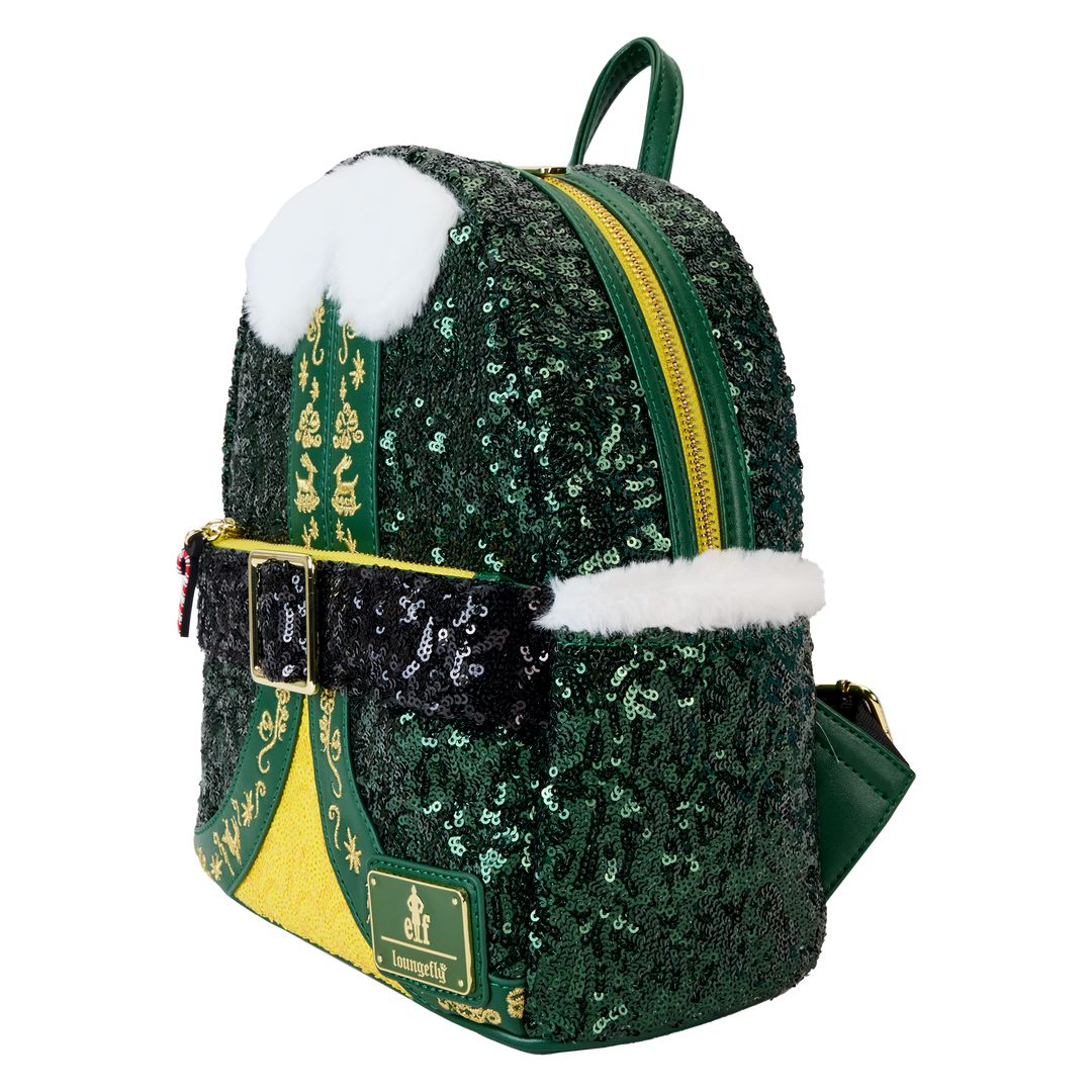 Loungefly Warner Brothers Elf Buddy Sequin Cosplay Mini Backpack