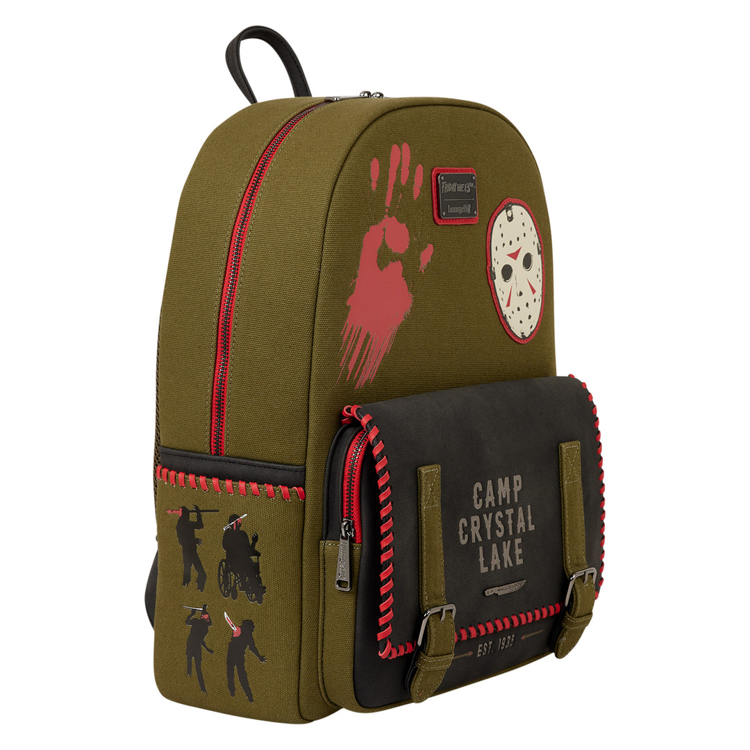 Loungefly Friday the 13th Camp Crystal Lake Canvas Glow in the Dark Full-Size Backpack