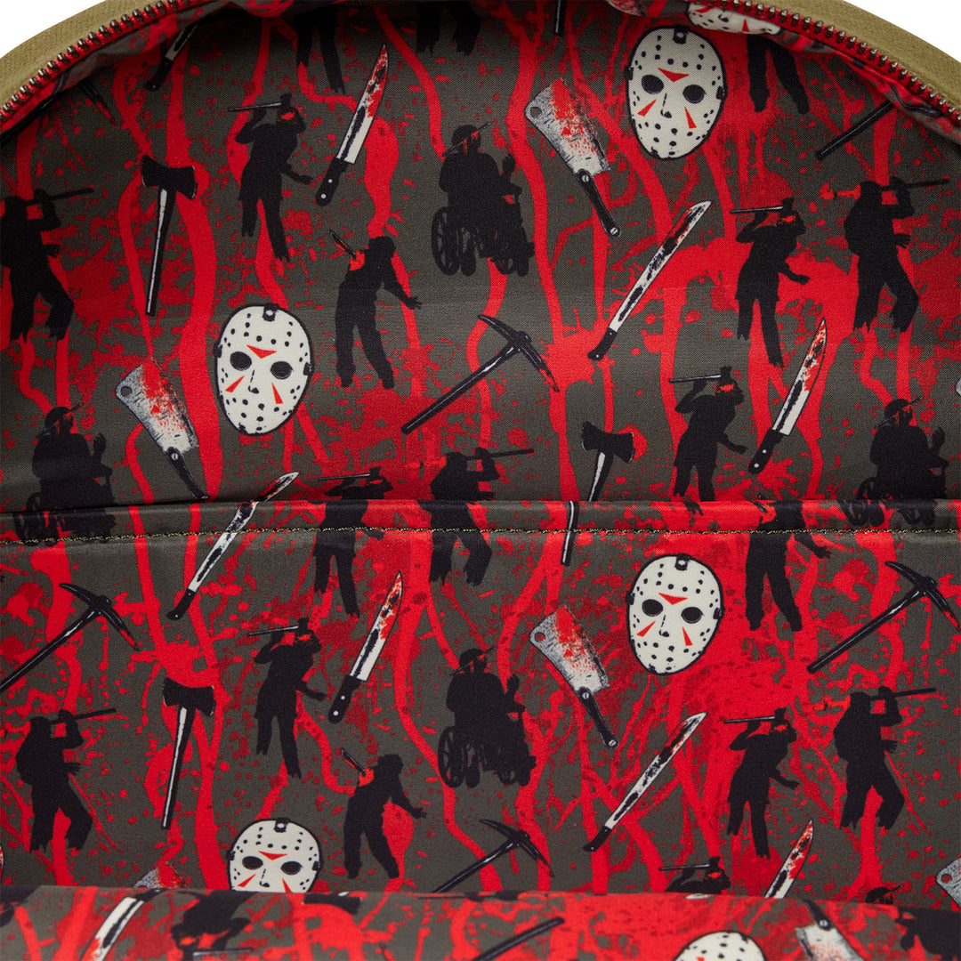 Loungefly Friday the 13th Camp Crystal Lake Canvas Glow in the Dark Full-Size Backpack
