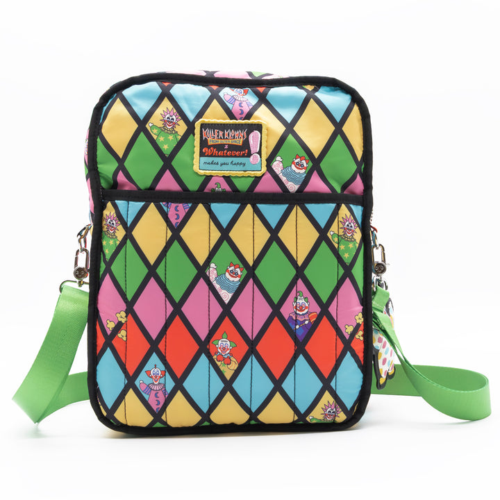 Whatever! Makes You Happy Killer Klowns From Outer Space Reversible & Convertible Square Bag with Fatso Charm