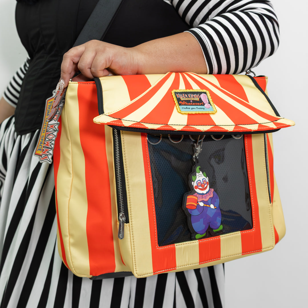 Whatever! Makes You Happy Killer Klowns From Outer Space Padded Pin Trading Tent Crossbody with Jumbo Charm
