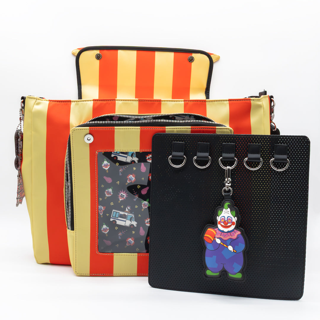 Whatever! Makes You Happy Killer Klowns From Outer Space Padded Pin Trading Tent Crossbody with Jumbo Charm