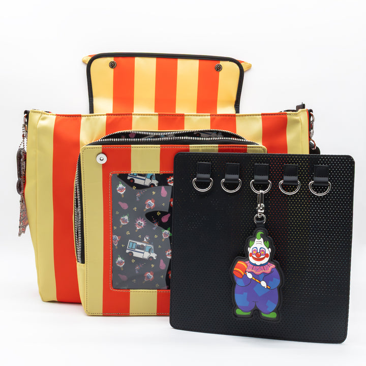 Whatever! Makes You Happy Killer Klowns From Outer Space Padded Pin Trading Tent Crossbody with Jumbo Charm