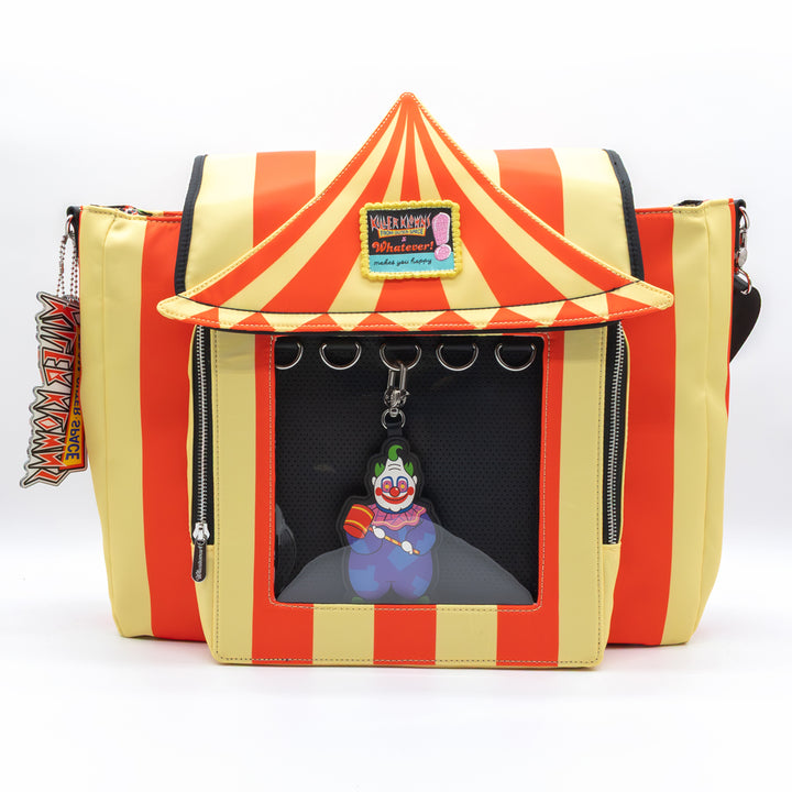 Whatever! Makes You Happy Killer Klowns From Outer Space Padded Pin Trading Tent Crossbody with Jumbo Charm