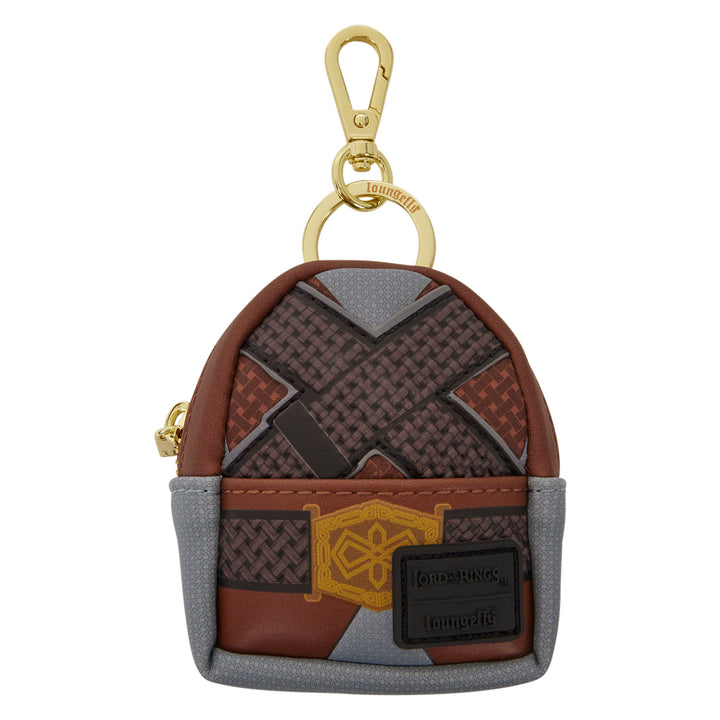Multicolored keychain with geometric patterns on a white background
