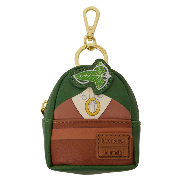 Keychain with green and brown design on a white background