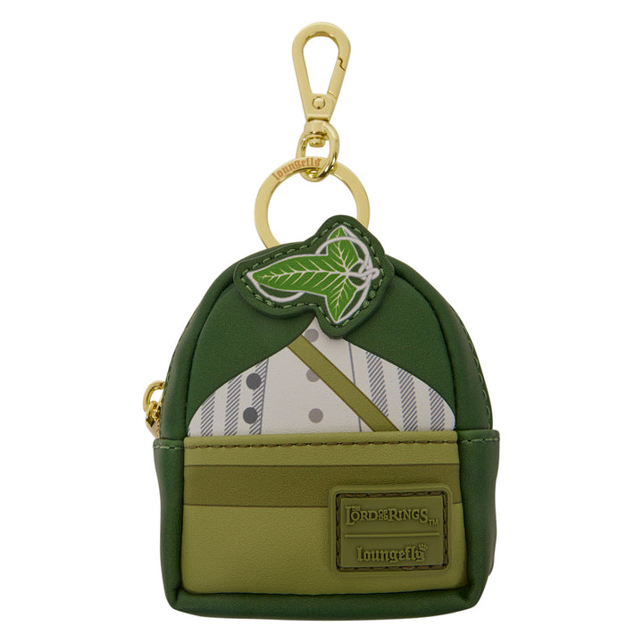 Green keychain pouch with a small bag attached on a white background