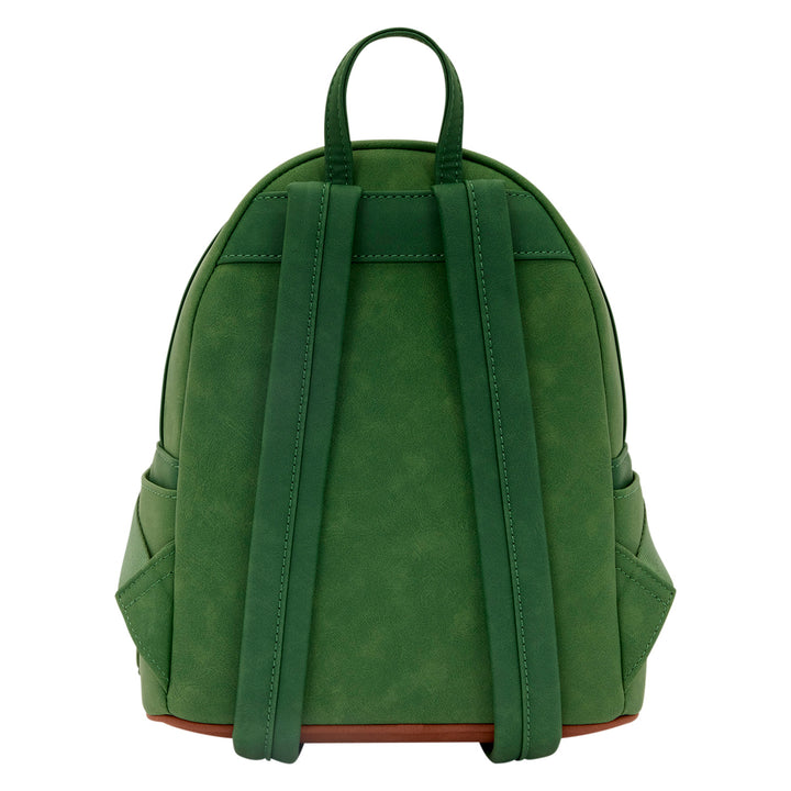 Green backpack on a white background