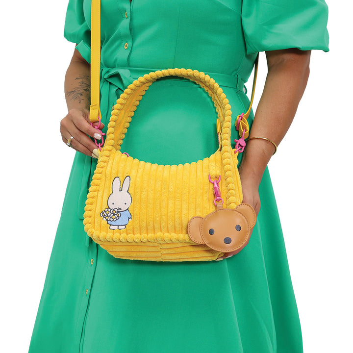 Whatever! Makes You Happy Miffy Corduroy Baguette Crossbody Bag with Bag Charm