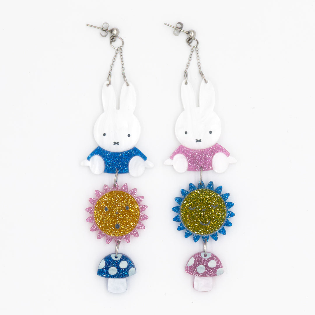 Whatever! Makes You Happy Miffy Sun & Shroom Layered Acrylic Earrings