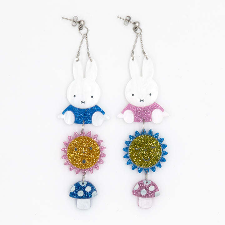 Whatever! Makes You Happy Miffy Sun & Shroom Layered Acrylic Earrings