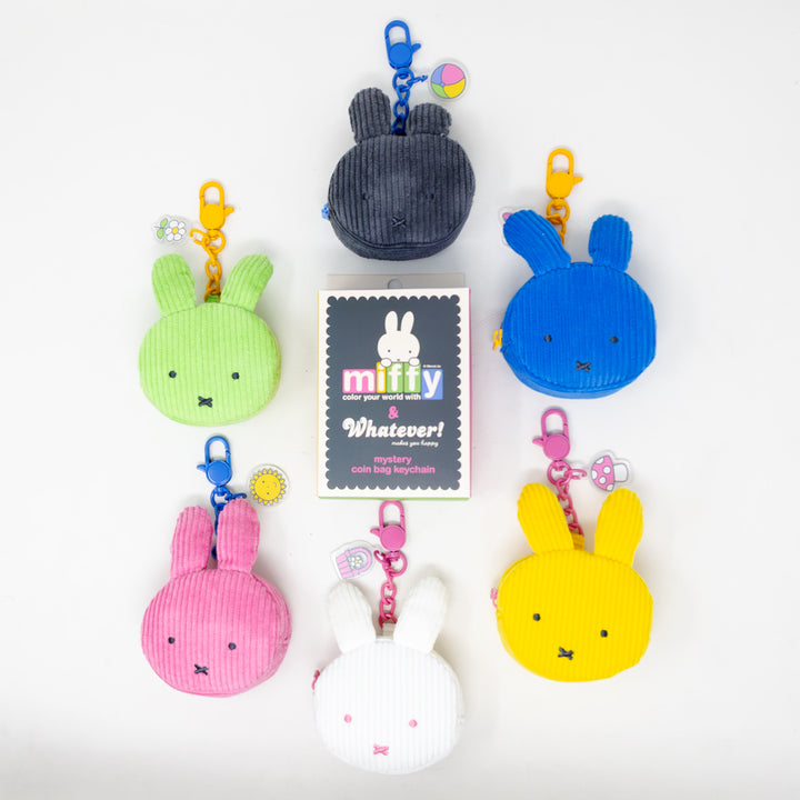 Whatever! Makes You Happy Miffy Corduroy Head Blind Box Coin Bag Charms with Stickers