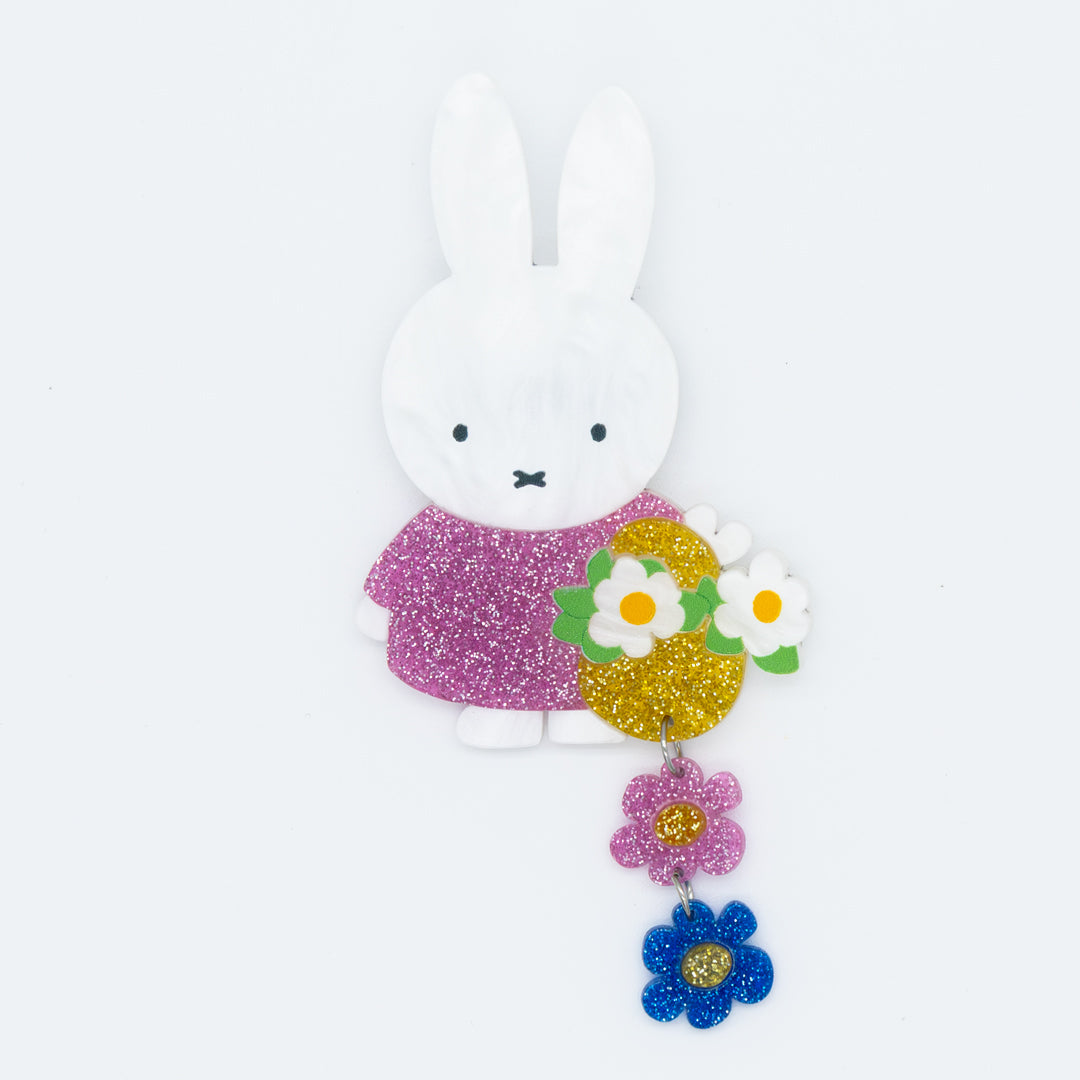 Whatever! Makes You Happy Miffy Flower Dangles Acrylic Collectible Pin
