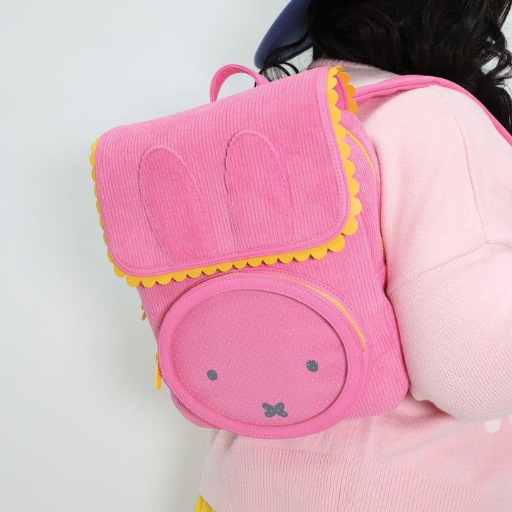 Whatever! Makes You Happy Miffy Corduroy & Faux Leather Pin Trading Backpack