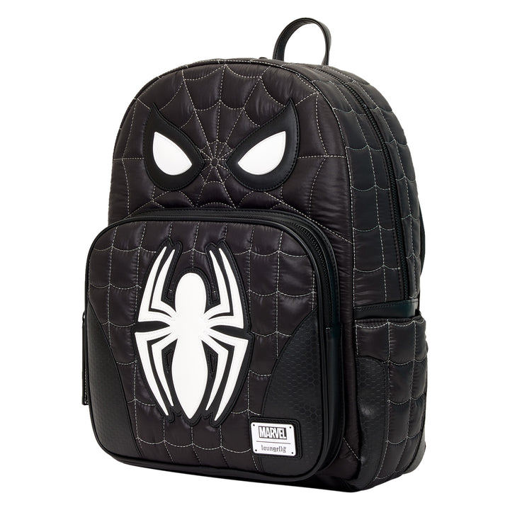 Loungefly Marvel Spider-Man Black & White Suit Cosplay Quilted Full-Size Backpack