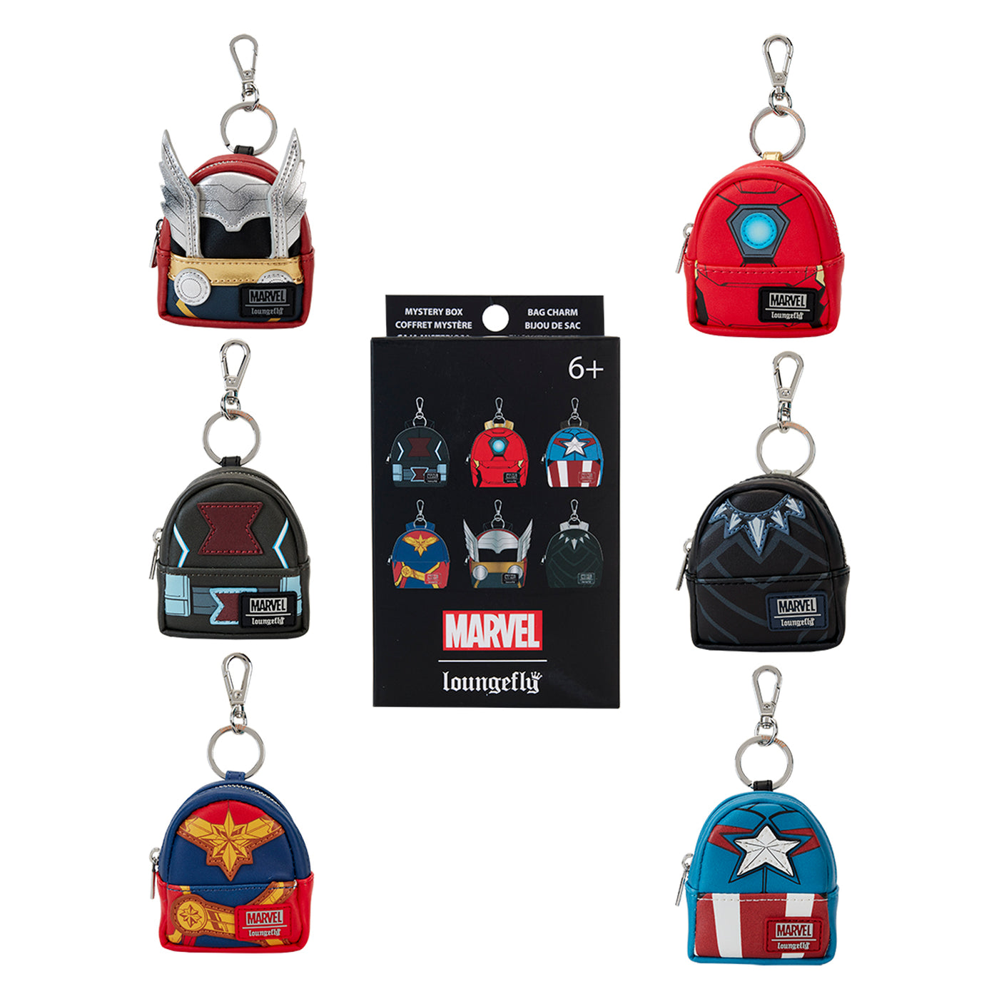 Loungefly Disney Marvel Avengers Cosplay Mystery Box Mini Backpack Keychain