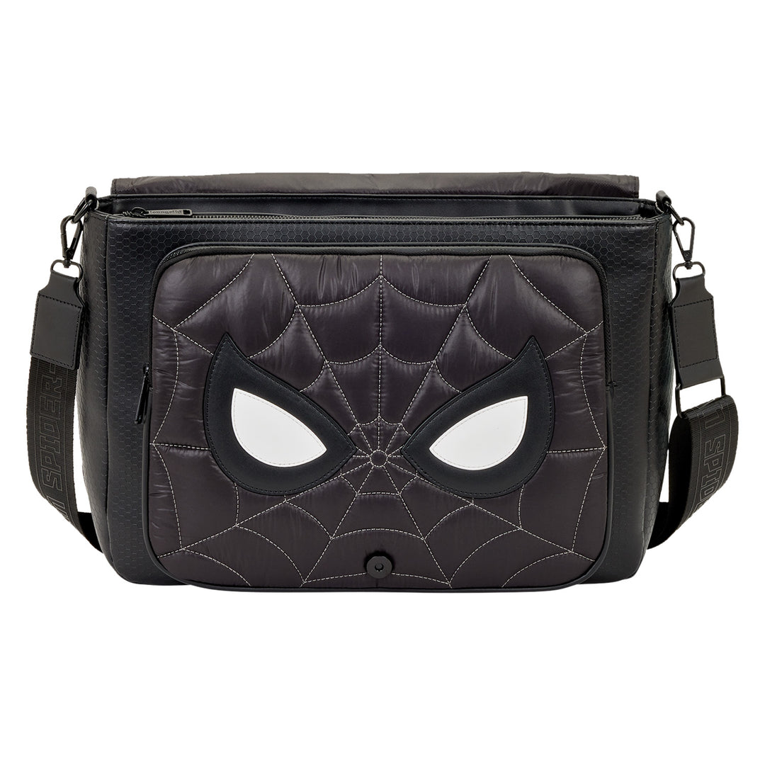 Loungefly Marvel Spider-Man Black & White Suit Quilted Messenger Crossbody Bag