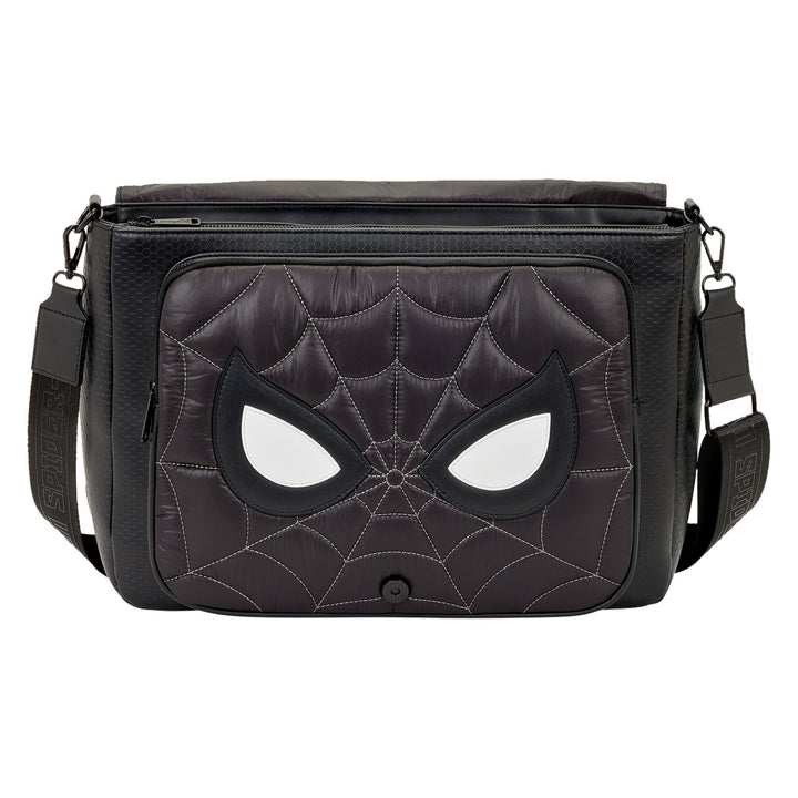 Loungefly Marvel Spider-Man Black & White Suit Quilted Messenger Crossbody Bag