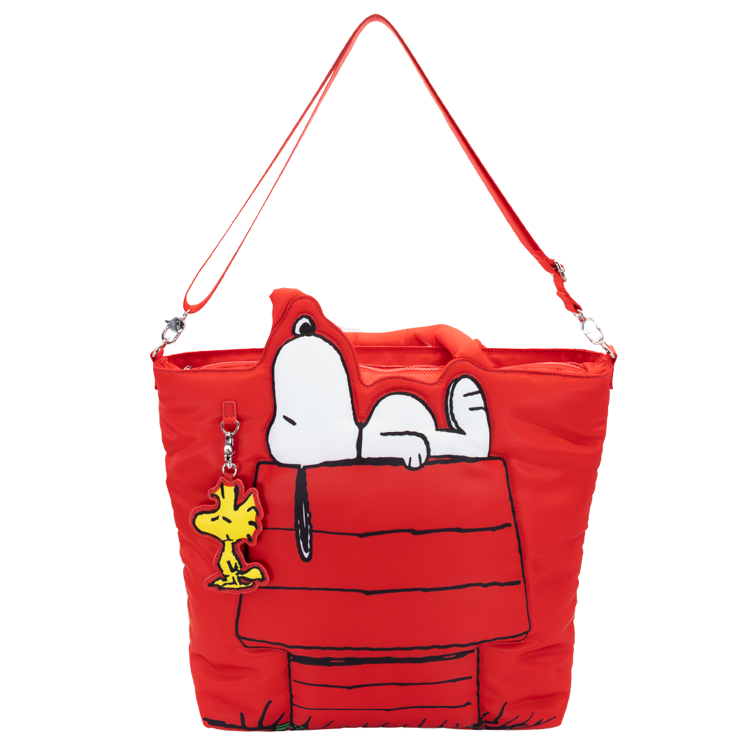 Whatever! Makes You Happy Peanuts 75th Anniversary Snoopy House Padded Nylon Tote Bag