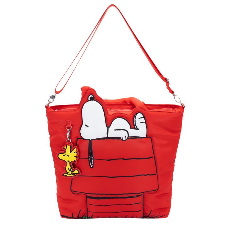 Whatever! Makes You Happy Peanuts 75th Anniversary Snoopy House Padded Nylon Tote Bag