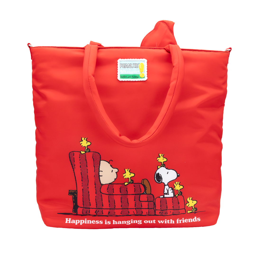Whatever! Makes You Happy Peanuts 75th Anniversary Snoopy House Padded Nylon Tote Bag