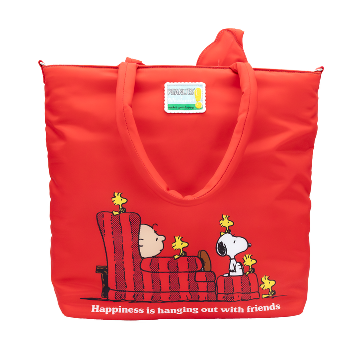 Whatever! Makes You Happy Peanuts 75th Anniversary Snoopy House Padded Nylon Tote Bag