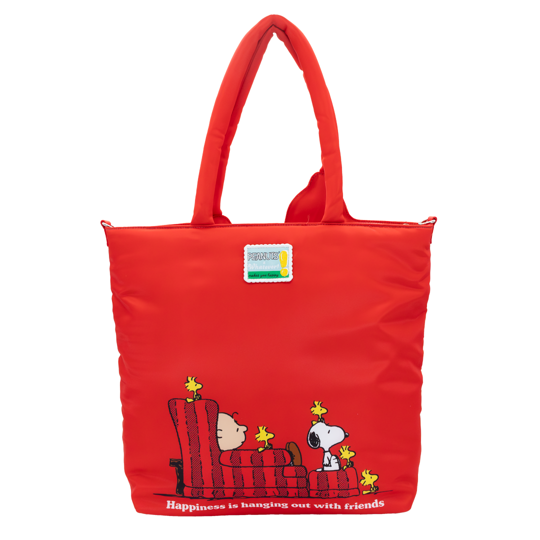 Whatever! Makes You Happy Peanuts 75th Anniversary Snoopy House Padded Nylon Tote Bag