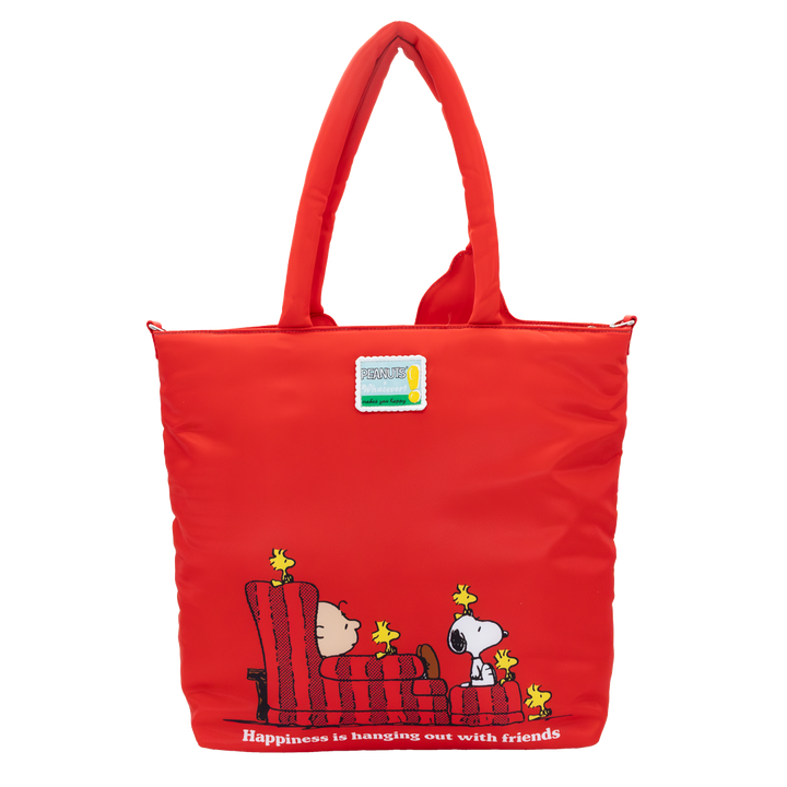 Whatever! Makes You Happy Peanuts 75th Anniversary Snoopy House Padded Nylon Tote Bag
