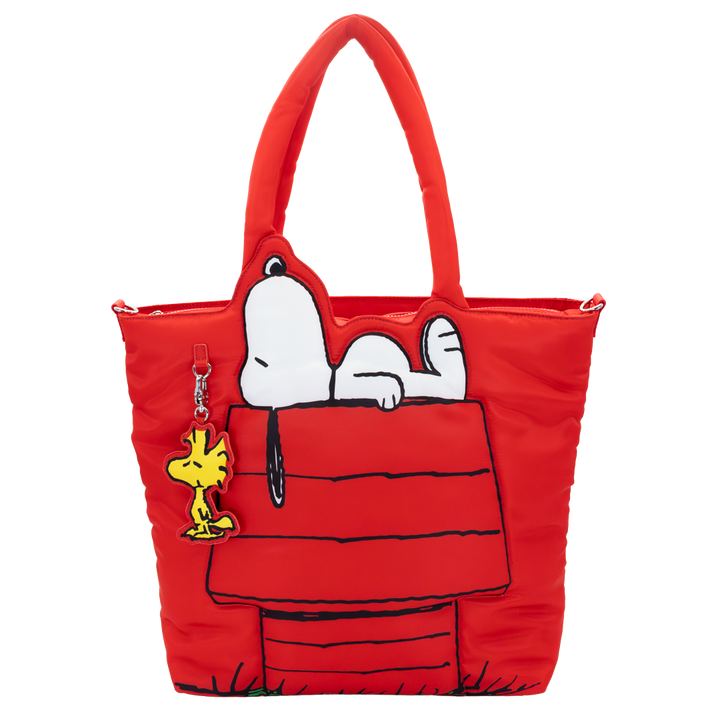 Whatever! Makes You Happy Peanuts 75th Anniversary Snoopy House Padded Nylon Tote Bag