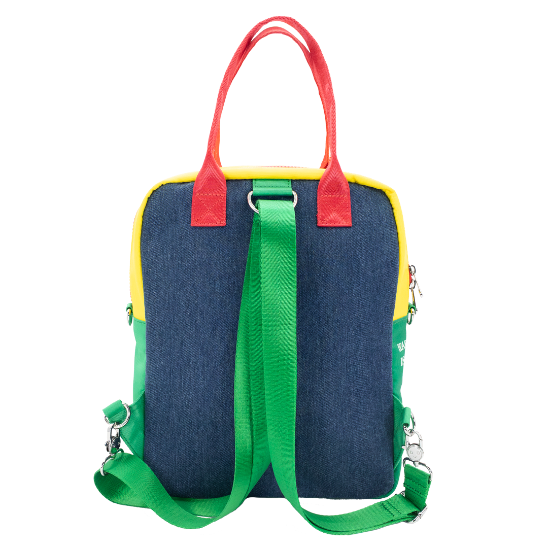 Whatever! Makes You Happy Peanuts 75th Anniversary Color Block Denim & Canvas Convertible Bag