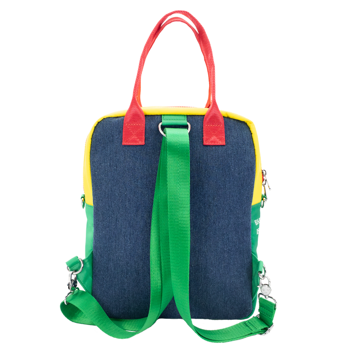 Whatever! Makes You Happy Peanuts 75th Anniversary Color Block Denim & Canvas Convertible Bag